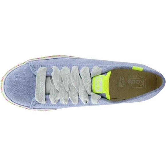 NWOT Keds Triple Kick light wash blue denim & colourful pattern mid sole sneaker - Picture 7 of 15